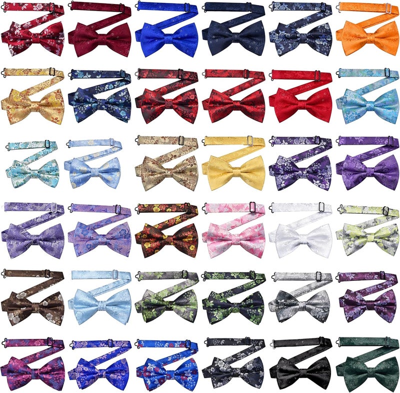GUSLESON Floral Bow Ties for Men Pre-tied Adjustable Bowties for Wedding Business Party - Image 5